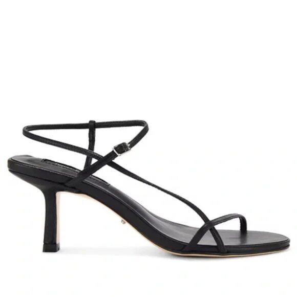 Tony Bianco Shoes - Tony Bianco Caprice Bare Sandals Strappy Black Leather Heels Size 8.5